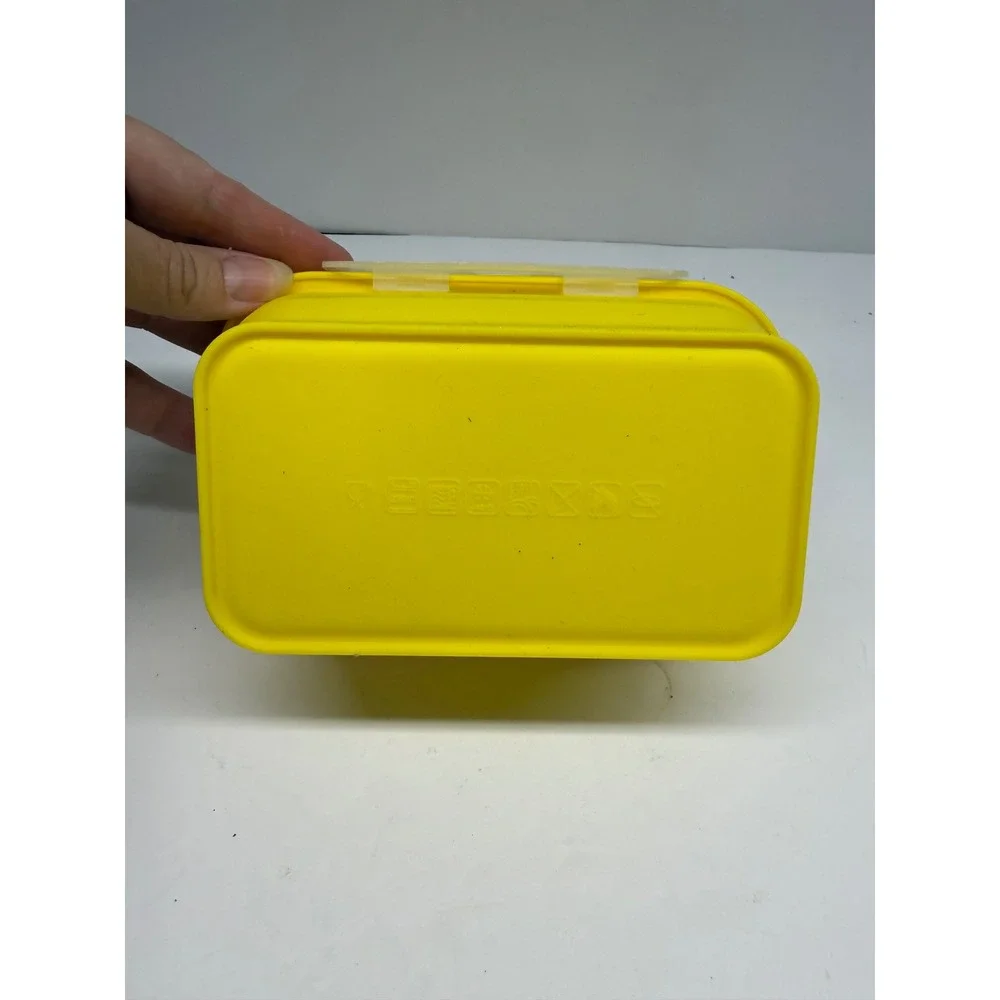 Yellow Collapsible Silicone Food Storage Container with Vented Locking Lid